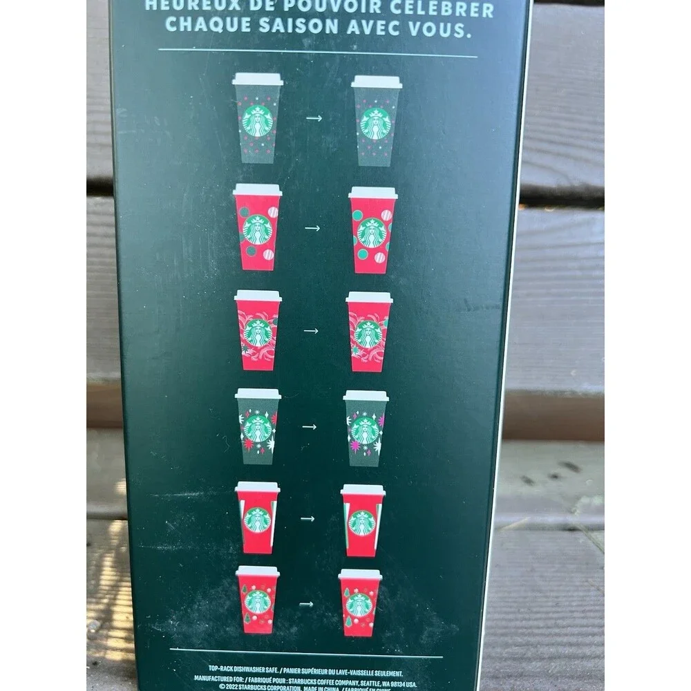 Starbucks 2022 Christmas Holiday Hot Cups Reusable Green And Red 16oz NWT